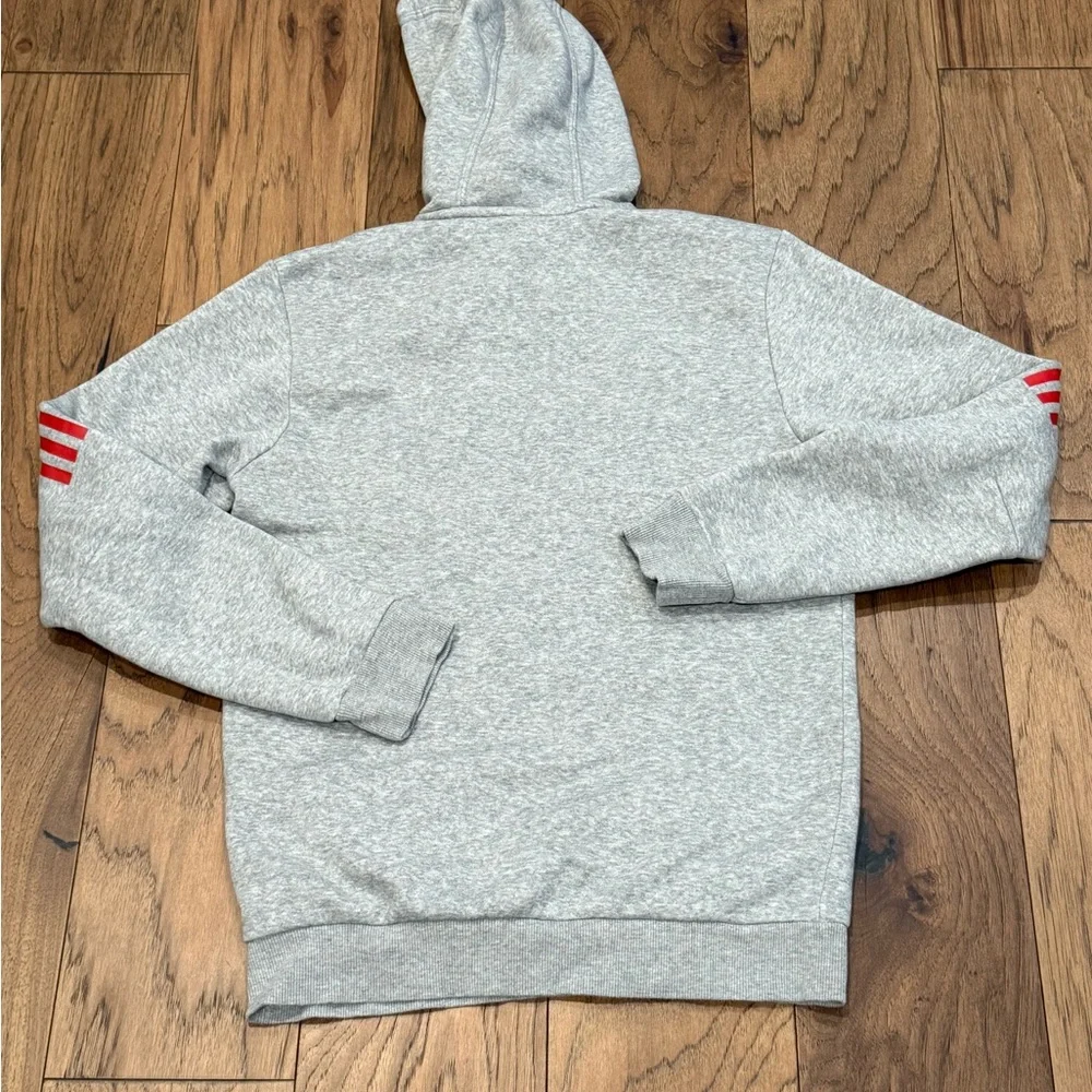 Adidas Men’s Gray Hoodie‎ with Red Accents Size Small